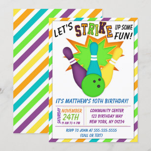 Convite de Boliche para Festa de Aniversário de Me