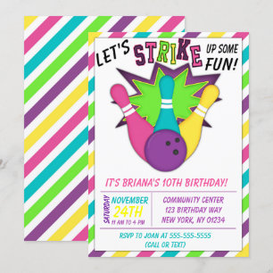 Convite de Boliche para Festa de Aniversário de Me