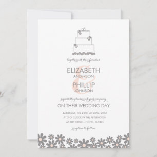 Convite De Bolo Floral Rosa