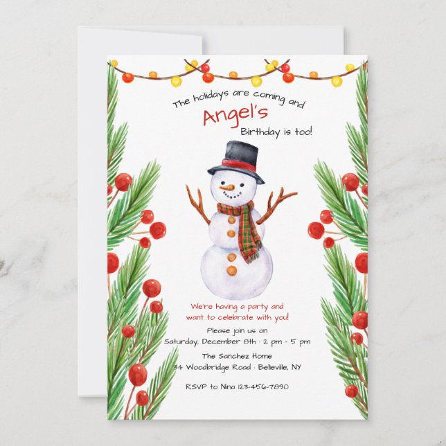Convite de Boneco de Neve Sorridente (Frente)