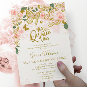 Convite de Borboleta Quinceanera Redação em Espanh