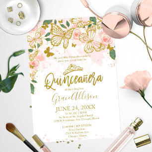 Convite de Borboleta Quinceanera Redação em Inglês