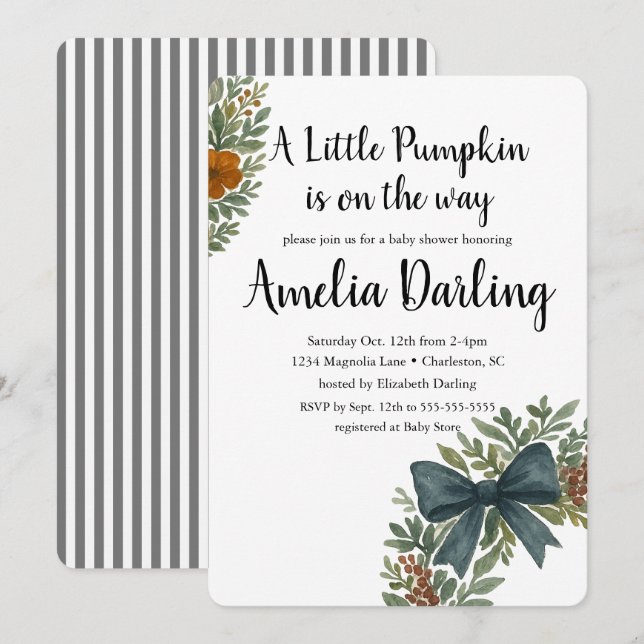 Convite de Borda Escala de Chá de fraldas de Abóbo (Frente/Verso)