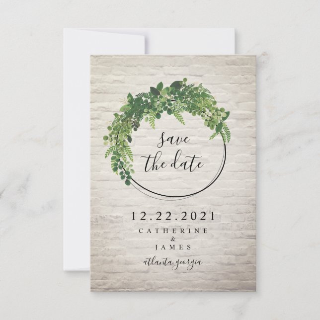 Convite de Botanical Save The Date Inspirado em Ti (Frente)