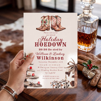 Convite de Botas Western Country Christmas Hoedown