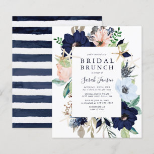 Convite de Brida Floral Azul Náutico para Orçament