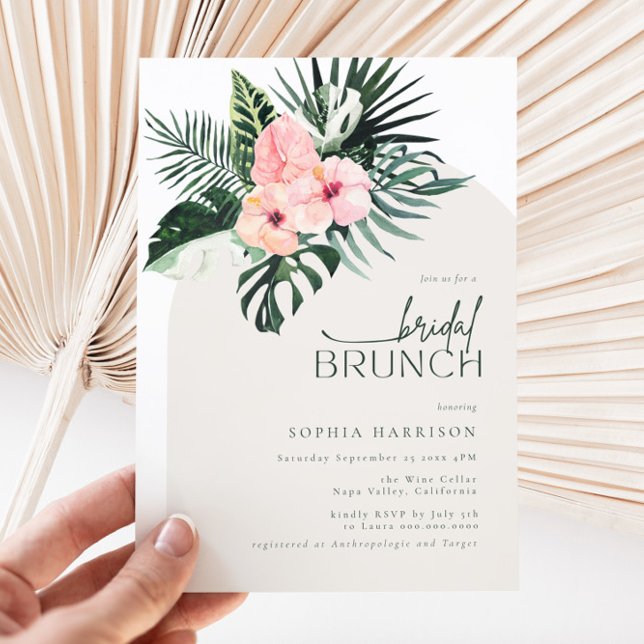 Convite de Bridal de Arch Floral Tropical Brunch (Criador carregado)