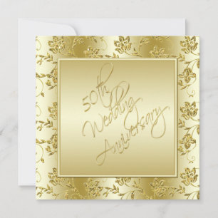 Convite de Brilho Dourado FAUX de 50º Aniversário