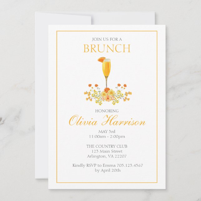 Convite de Brunch, Convite de Brunch Nupcial, Aniv (Frente)
