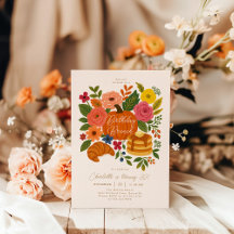 Convite de Brunch de Aniversário Floral de Abóbora