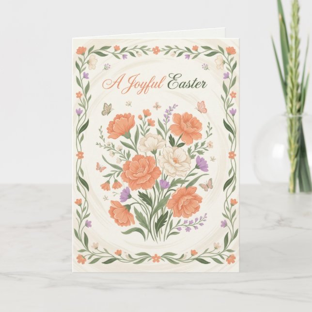 Convite de Brunch de Bênçãos de Páscoa com Florais (Frente)