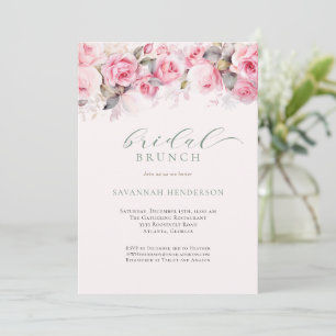 Convite de Brunch de Chá de Noiva Floral Soft Blus