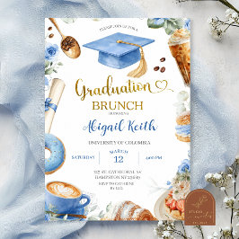 Convite de brunch de formatura Blue Coffee