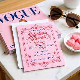 Convite de Brunch de Galentine's Day para Garotas
