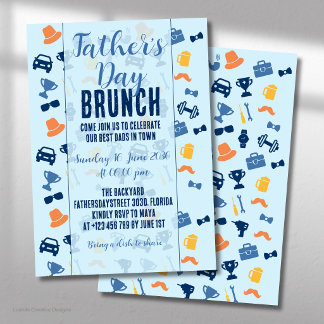 Convite de Brunch de Ícones Azul Claro do Dia dos 