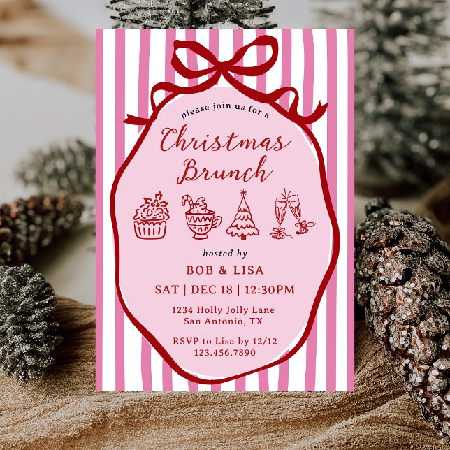 Convite de Brunch de Natal com Arco de Listras Des (Criador carregado)