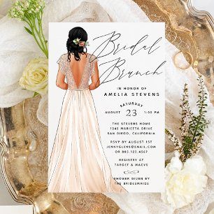 Convite de Brunch de Noiva com Vestido Elegante