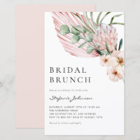 Convite de Brunch de Noiva de Verão com Protea em 