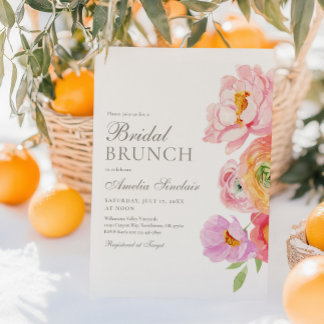 Convite de Brunch de Noiva Floral Brilhante em Aqu