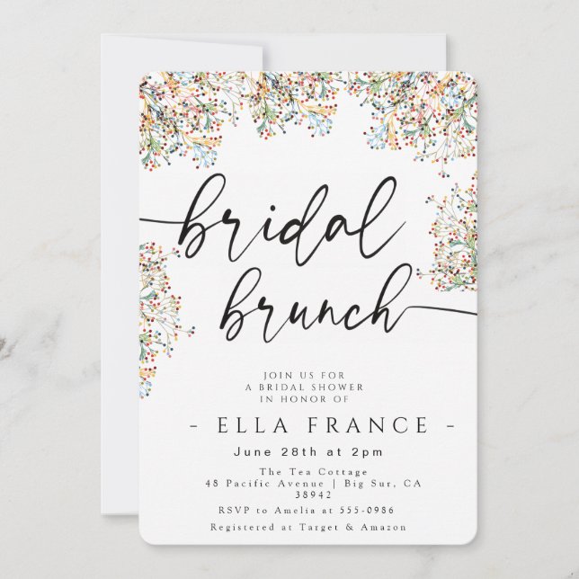 Convite de Brunch de Noiva Minimalista Elegante (Frente)