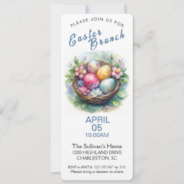 Convite de Brunch de páscoa com Ovos de Páscoa.