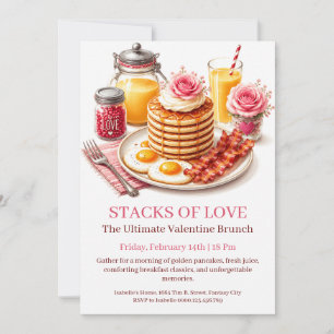 Convite de Brunch de São Valentim Amor e Panquecas