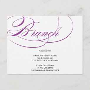 Convite de Brunch de Script Elegante - Roxo