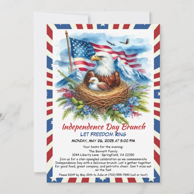 Convite de Brunch do Dia da Independência – Águia  (Frente)