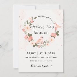 Convite de Brunch do Dia das Mães Bege Rosa