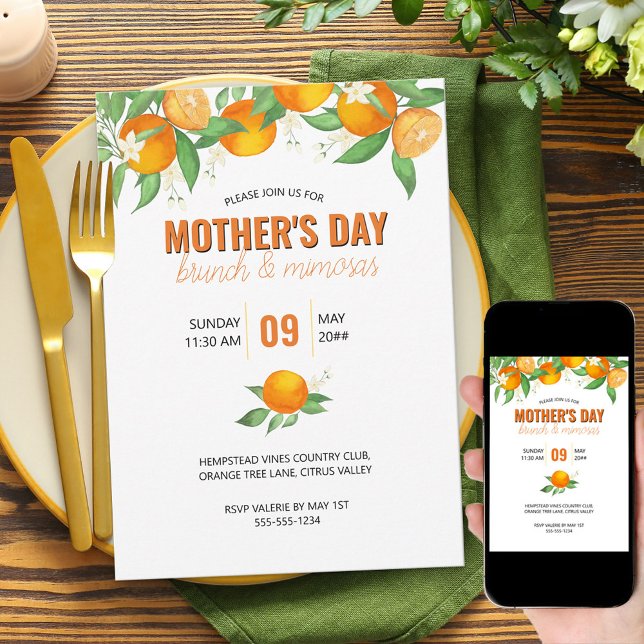 Convite de Brunch do Dia das Mães com Laranjas Cít (Criador carregado)