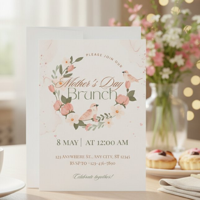 Convite de brunch do dia das mães design elegante (Criador carregado)