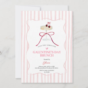 Convite de Brunch do Dia de Galentine Faixa Rosa