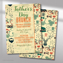 Convite de Brunch do Dia dos Pais com Ícones Laran