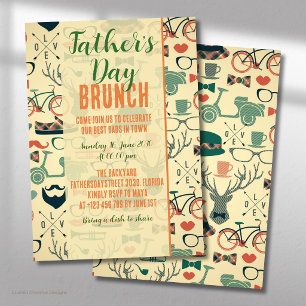 Convite de Brunch do Dia dos Pais com Ícones Laran