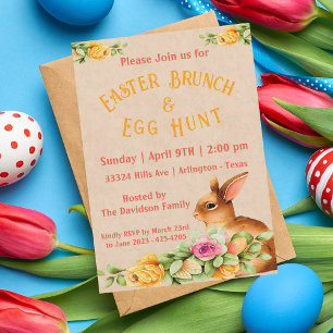 Convite de Brunch Floral de Páscoa