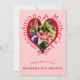 Convite de Brunch Floral Rosa do Dia das Mães