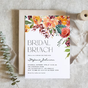Convite de Brunch Nupcial com Código QR de Buquê F