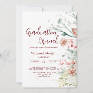 Convite de Brunch Nupcial com Flores em Aquarela