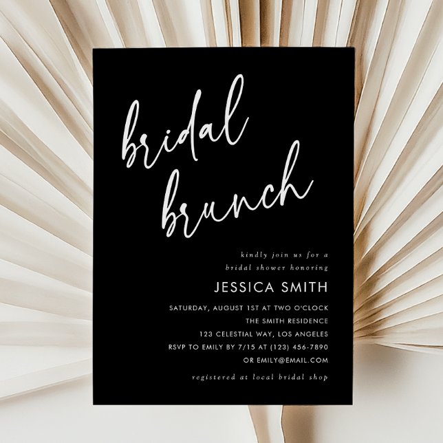 Convite de Brunch Nupcial com Letra Manuscrita Ele (Criador carregado)
