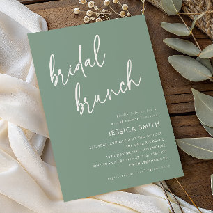 Convite de Brunch Nupcial com Letra Simples em Ver