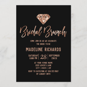Convite de Brunch Nupcial com Tipografia em Dourad