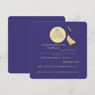 Convite de Brunch Nupcial de Luxo   Grou Elegante 