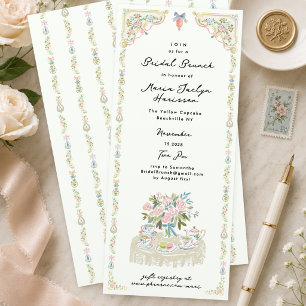 Convite de Brunch Nupcial em Aquarela Pastel Rococ
