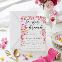 Convite de Brunch Nupcial Floral Rosa Luxuoso