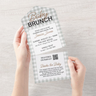 Convite de Brunch para Bebê com Verificador Verde 