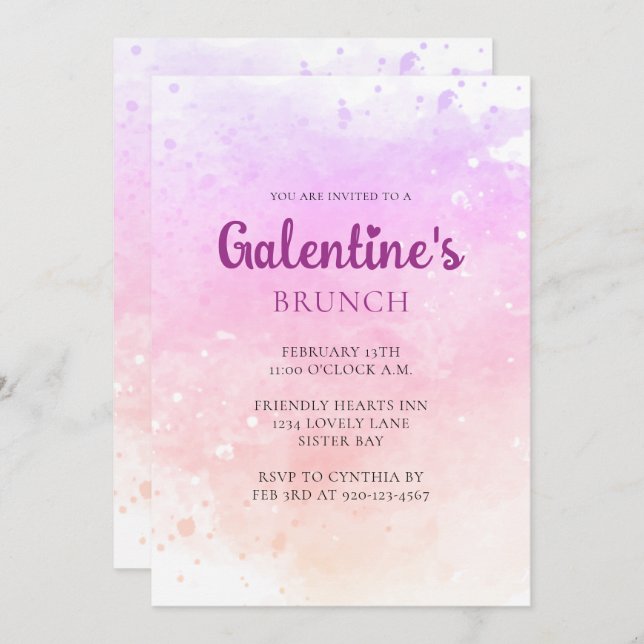 Convite de Brunch para o Dia de Galentine (Frente/Verso)
