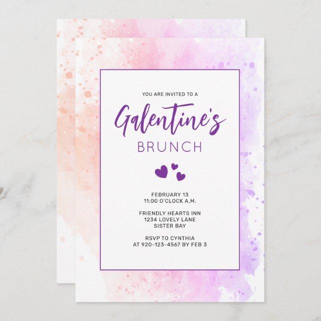 Convite de Brunch para o Dia de Galentine (Frente/Verso)
