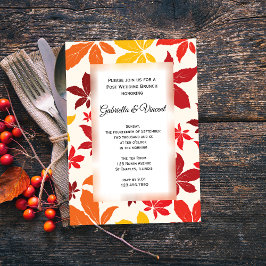Convite de Brunch Pós-Casamento com Folhas de Outo