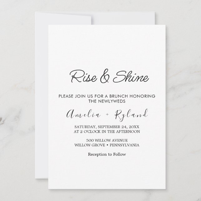 Convite de Café da Manhã de Casamento com Caligraf (Frente)