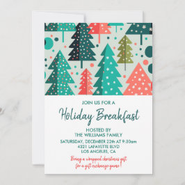 Convite de Café da Manhã de Natal Floresta Nevasca